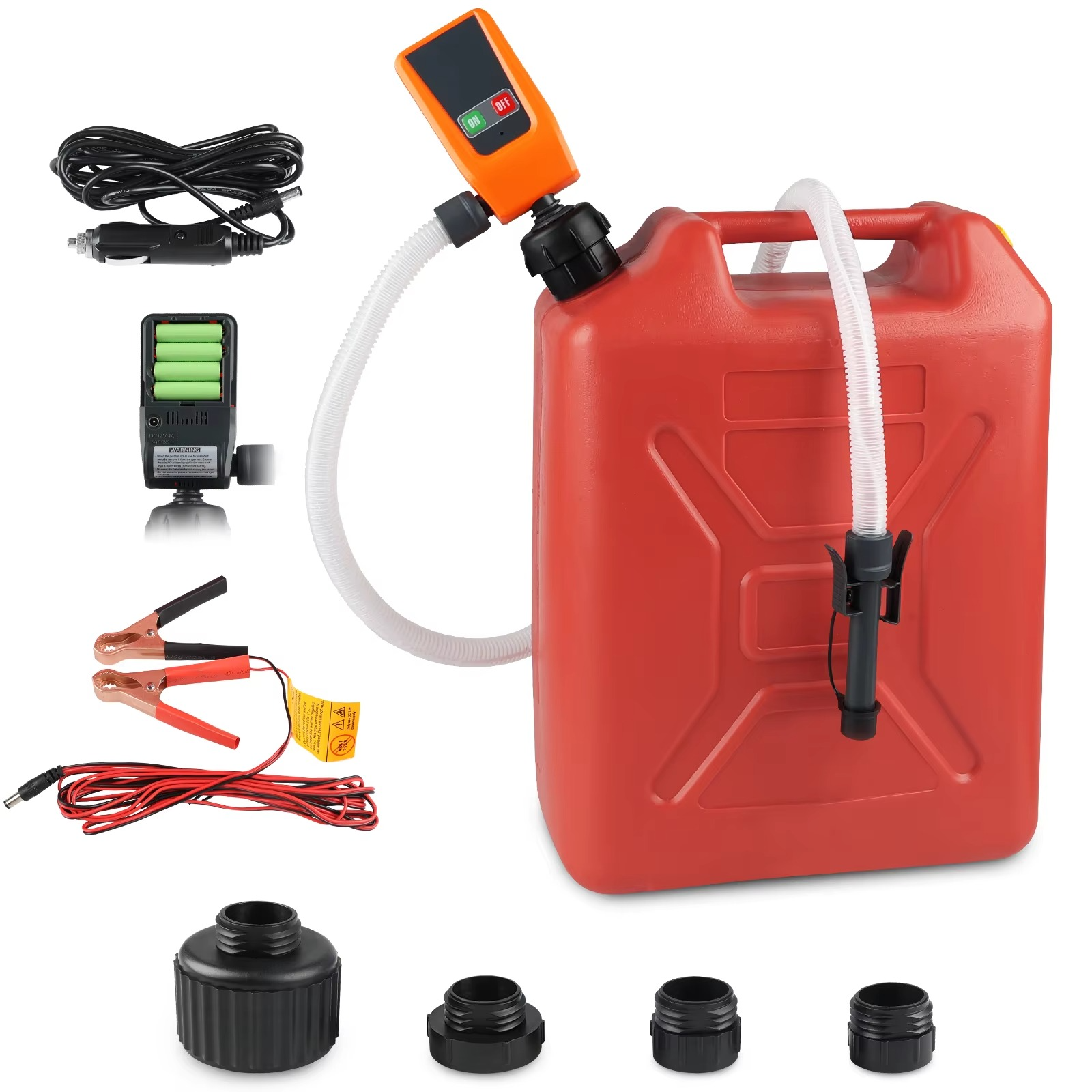 BowLift | Advanced 3.2GPM Auto-stop DC 12V Fuel Transfer Pump with Leak Protection & 4-Tank Adapter