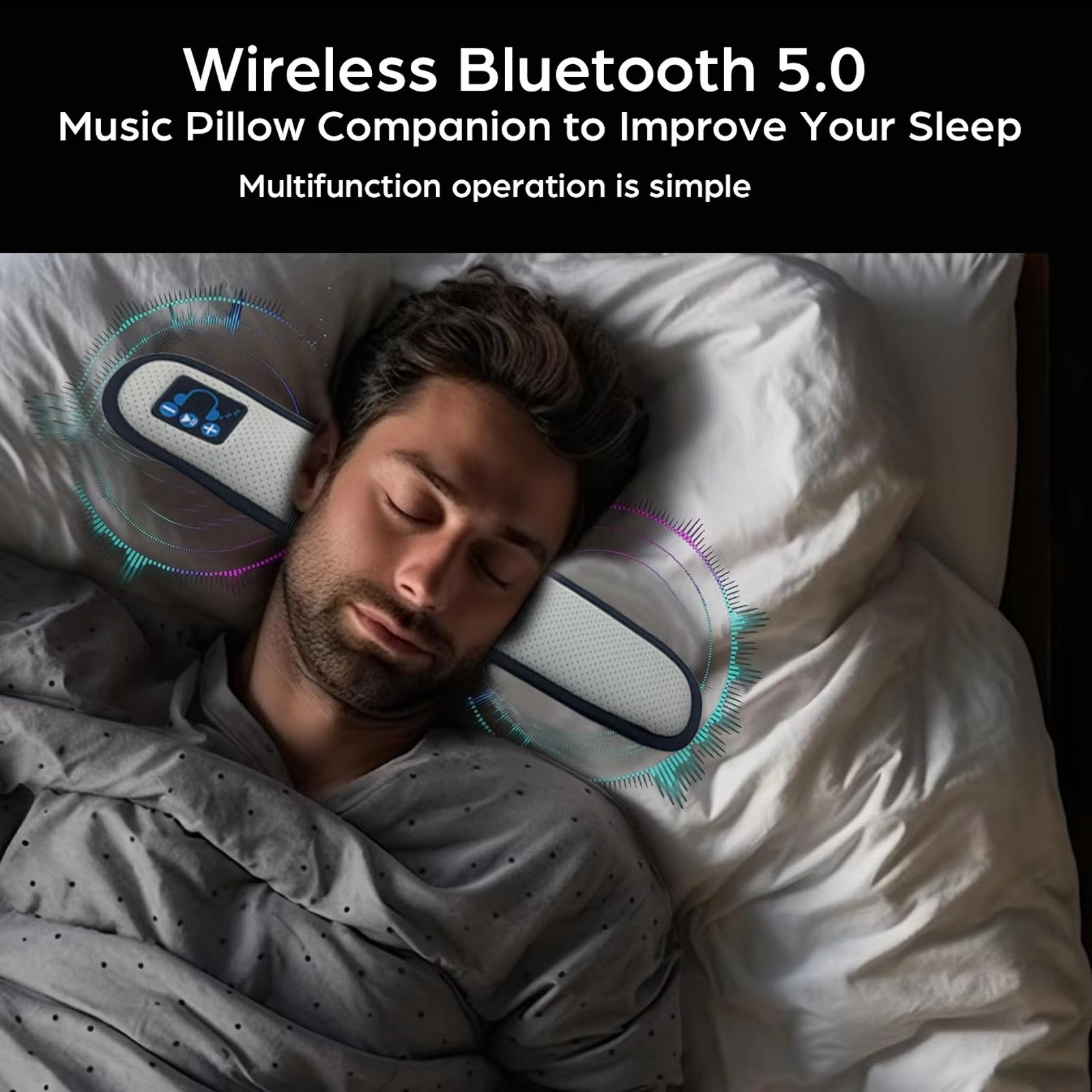 BowLift | Bone Conduction Bluetooth 5.0 Wireless Speaker, Portable Stereo Soundbar for Under Pillow Relaxation and Better Sleep