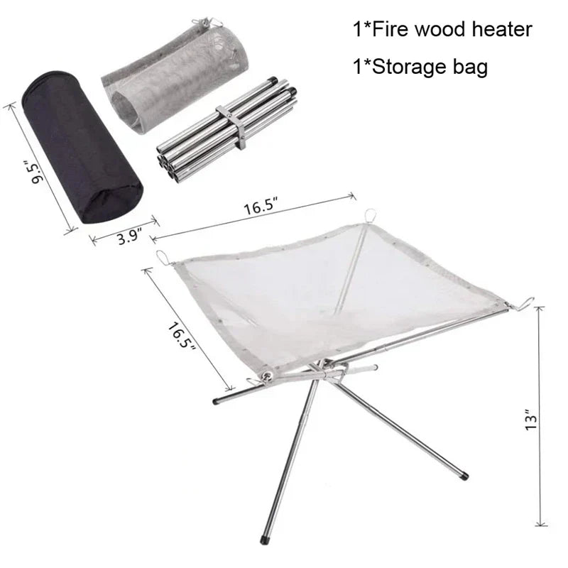 BowLift | Pyroniq Outdoor Fire Pit | Foldable & Stable | Stainless Steel | For Camping & Garden