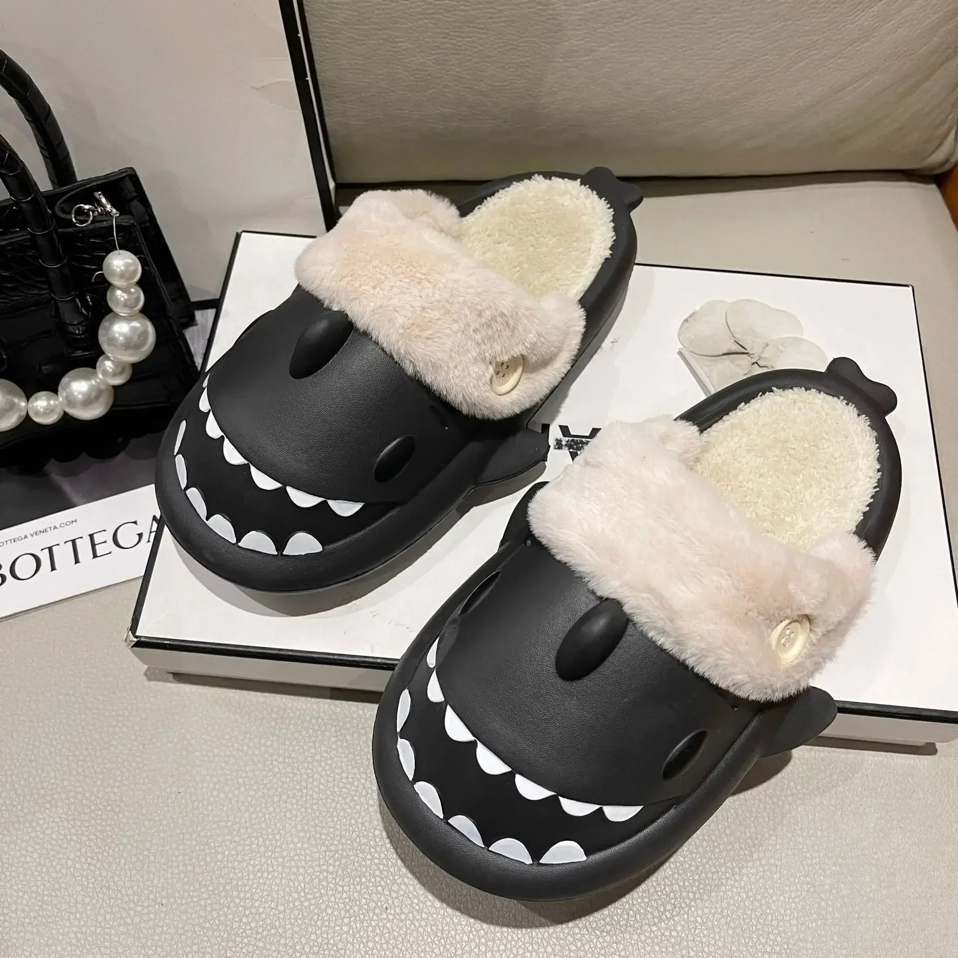 BowLift | SharkSlides - Funny Cotton Slippers