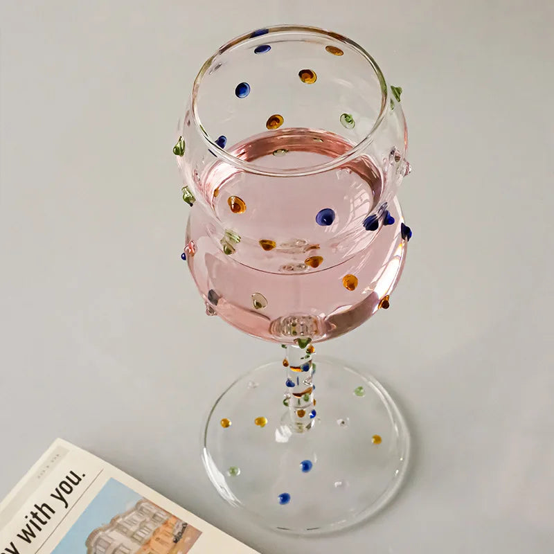 BowLift | Colorful Dots Wine Glass