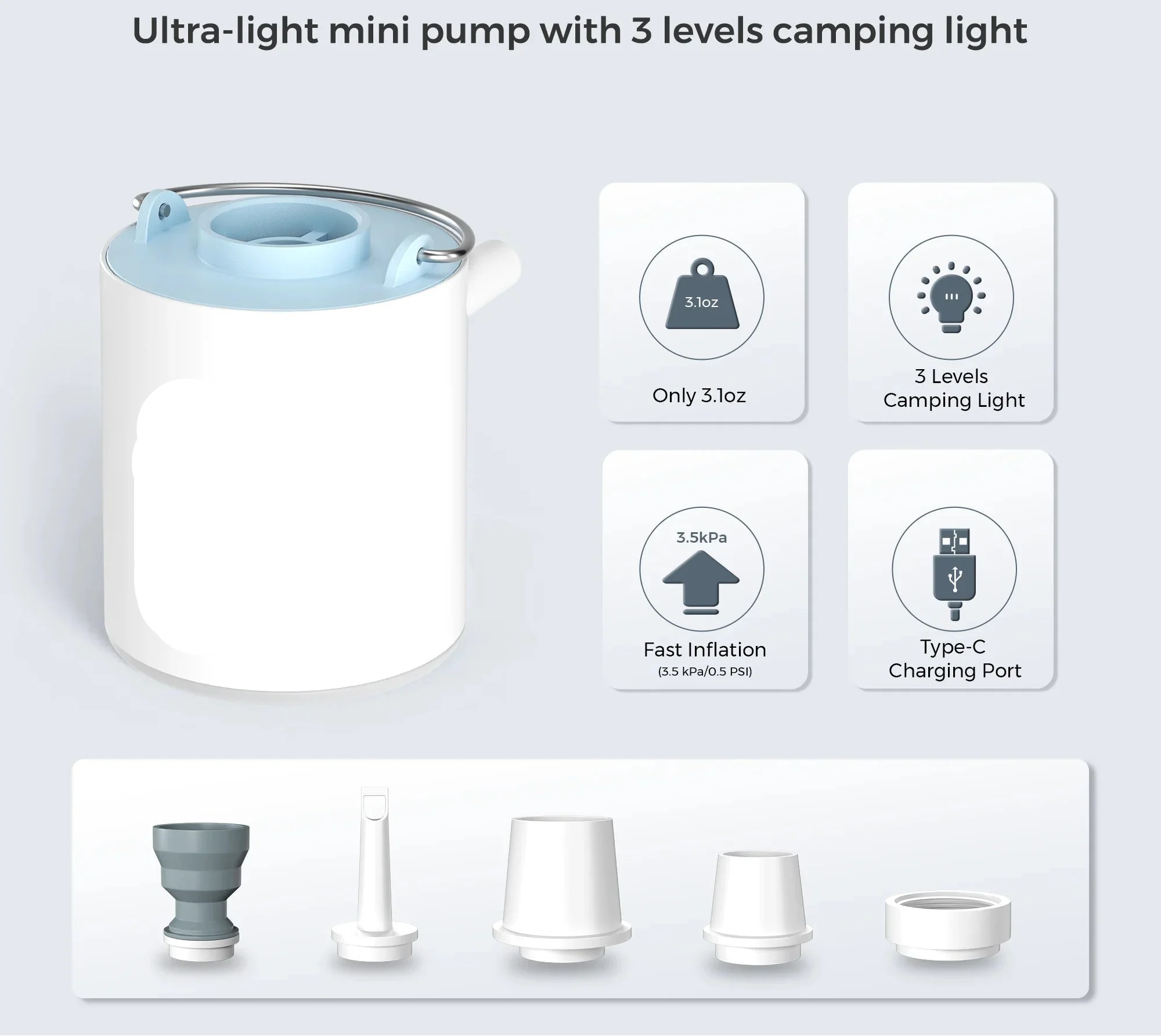 BowLift | Rechargeable Camping Mini Air Pump