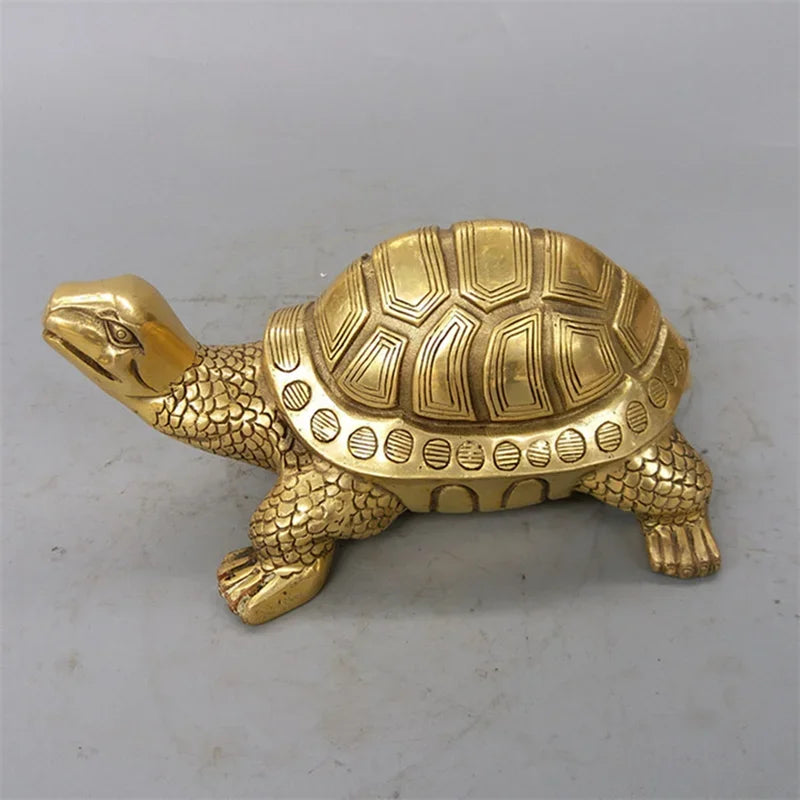 BowLift | Brass Feng Shui Turtle Statue Lucky Animal Sculpture for Longevity Home Office Decoration Figurine Gift Study Ornament