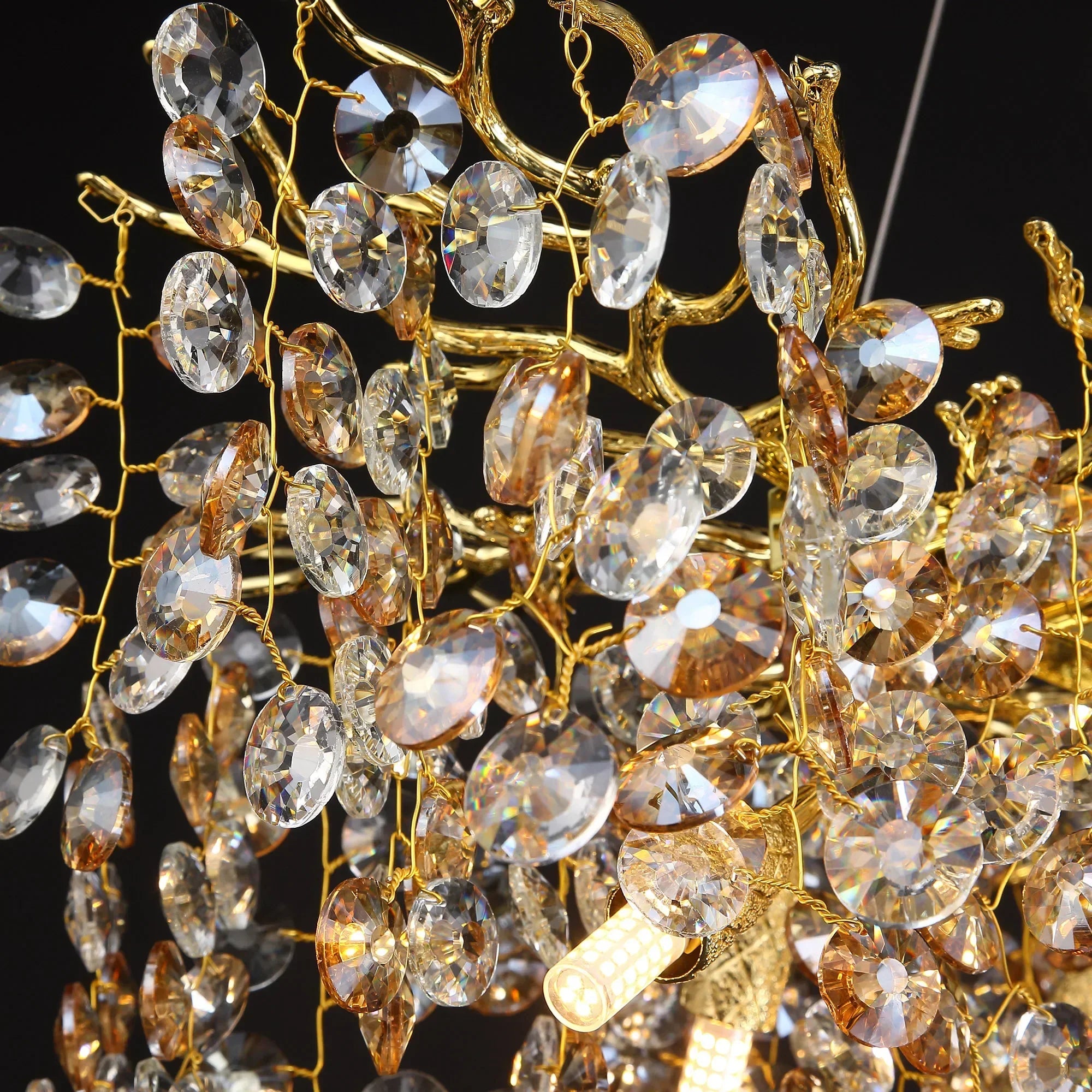 BowLift | Long Crystal Pendant Light - Dining Room Gold Restaurant Island Hanging Light, Silver Nordic LED Pendant Light Large