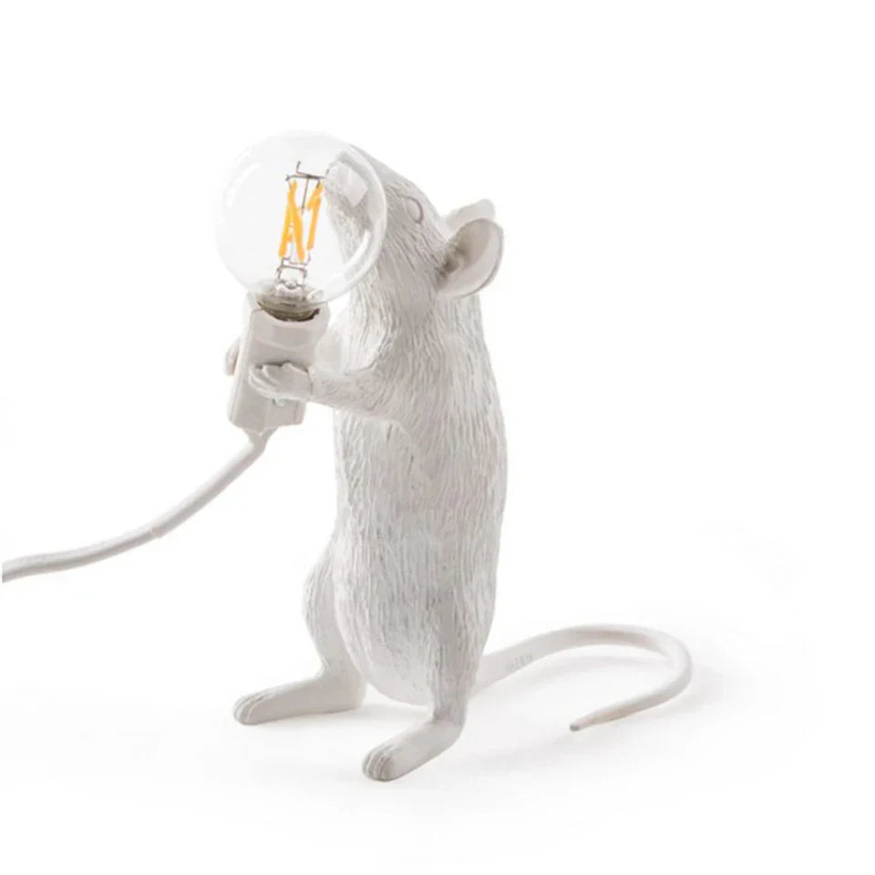 BowLift | Modern LED Animal Table Lamps: Resin Rat, Cat, and Squirrel Night Lights