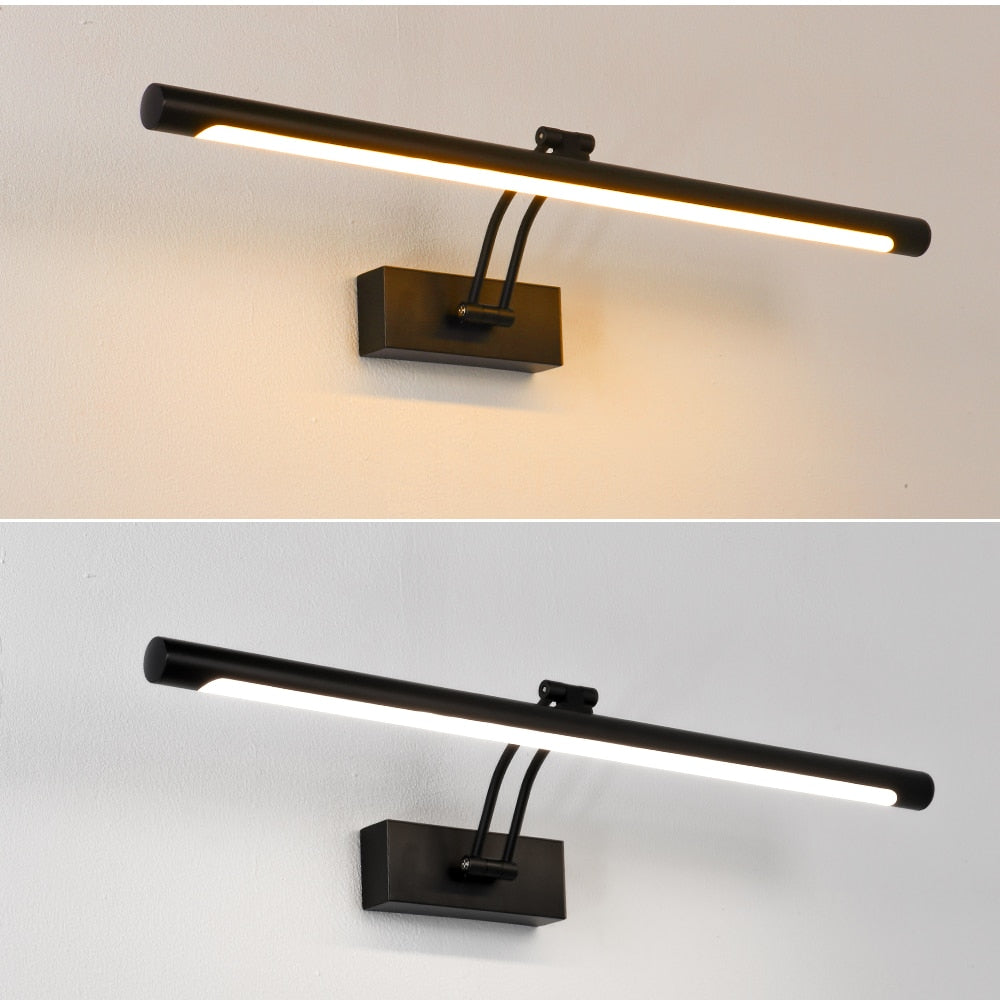 BowLift | 80-100cm LED wall lamp - Modern black/silver wall light for the bathroom, internally mounted picture light