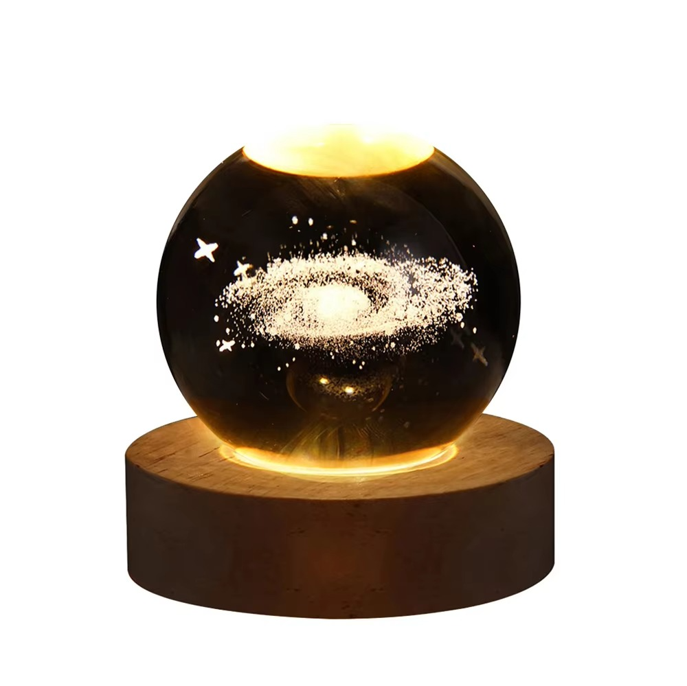 BowLift | 2.36 in RGB Crystal Ball Night Light with Milky Way and Moon - Cosmos-Inspired Bedside Decoration