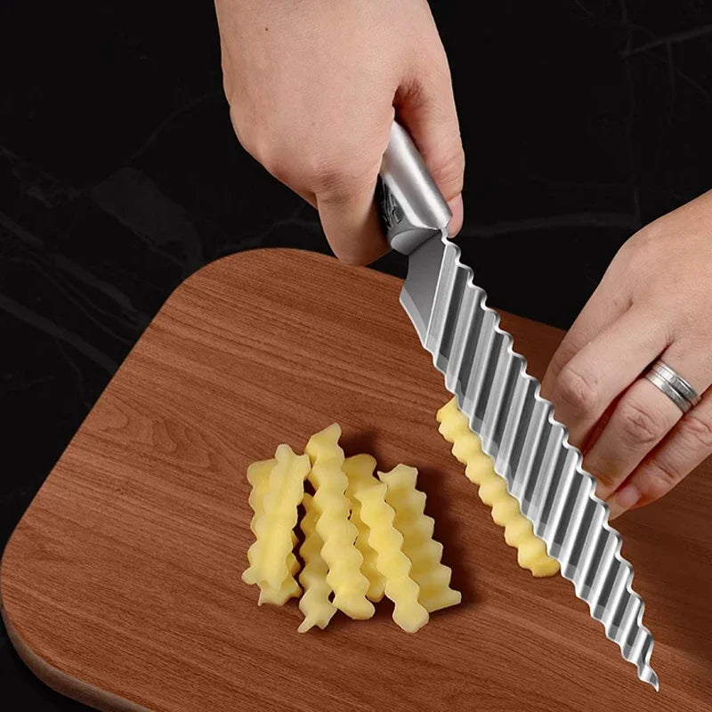 BowLift | Wooden Handle Ribbed Design Kitchen Knife
