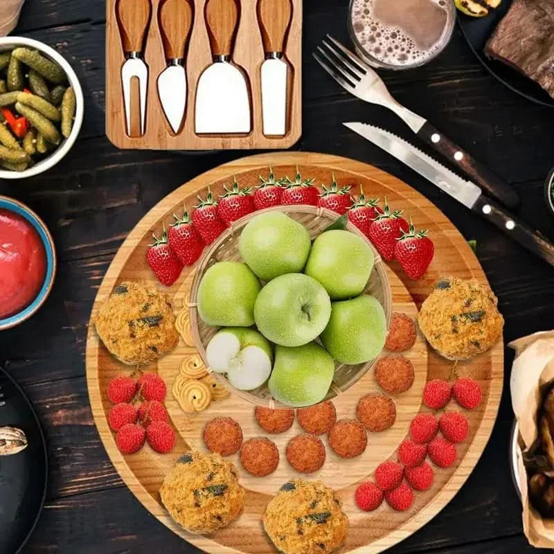 BowLift | CheeseMate – Round Bamboo Cheese Board