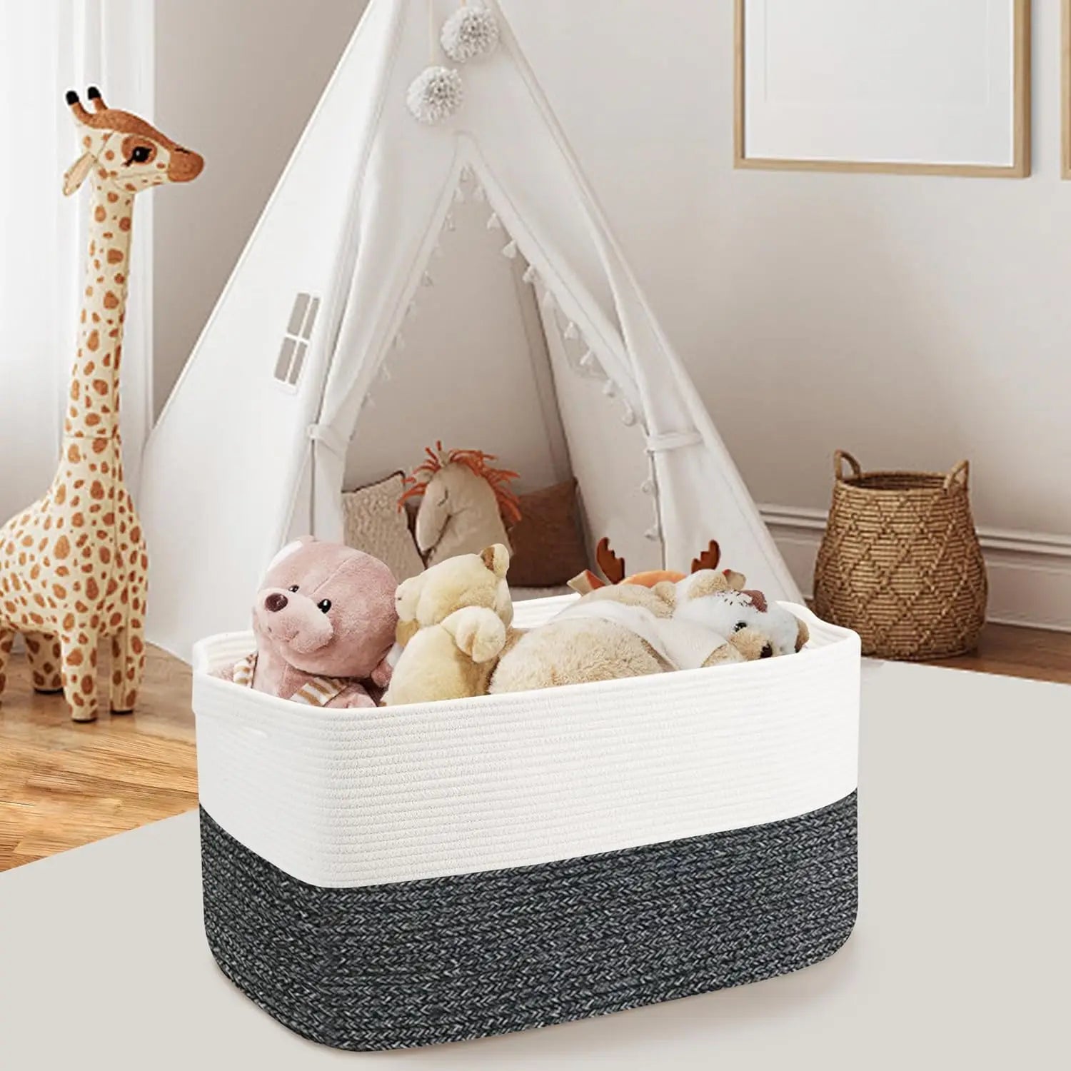 BowLift | Extra Large Woven Cotton Rope Toy & Blanket Storage Basket – Marlow
