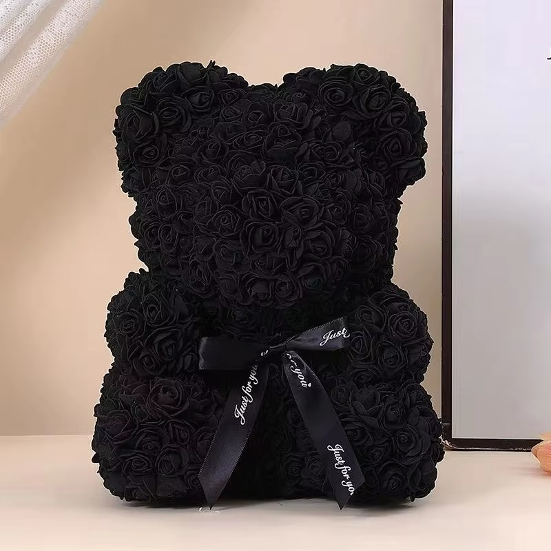 BowLift | 9.8in Artificial Rose Teddy Bear Gift with Display Box - Romantic Anniversary or Valentine's Day Decor