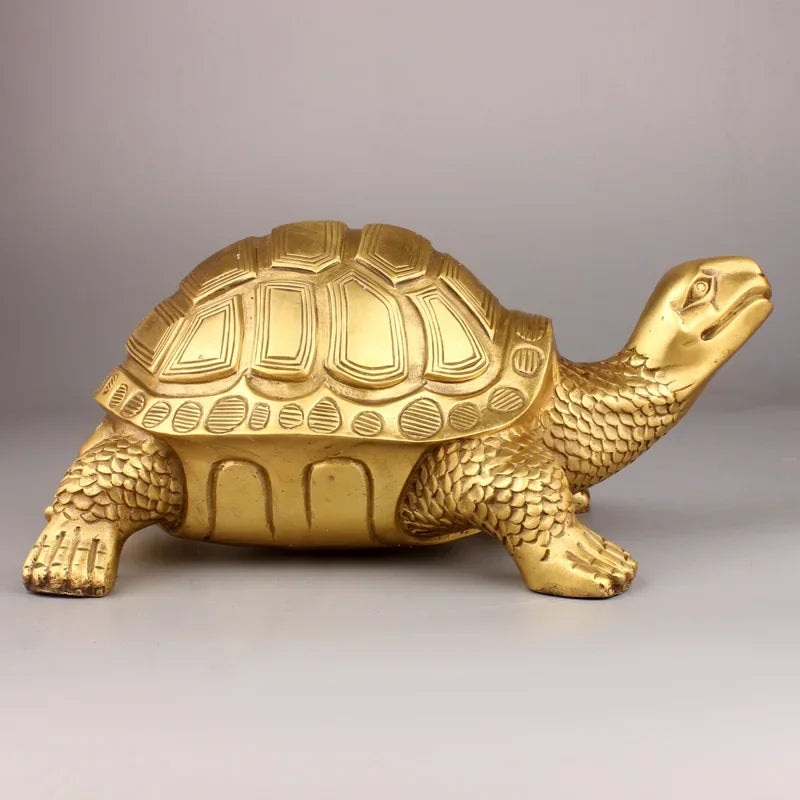 BowLift | Brass Feng Shui Turtle Statue Lucky Animal Sculpture for Longevity Home Office Decoration Figurine Gift Study Ornament