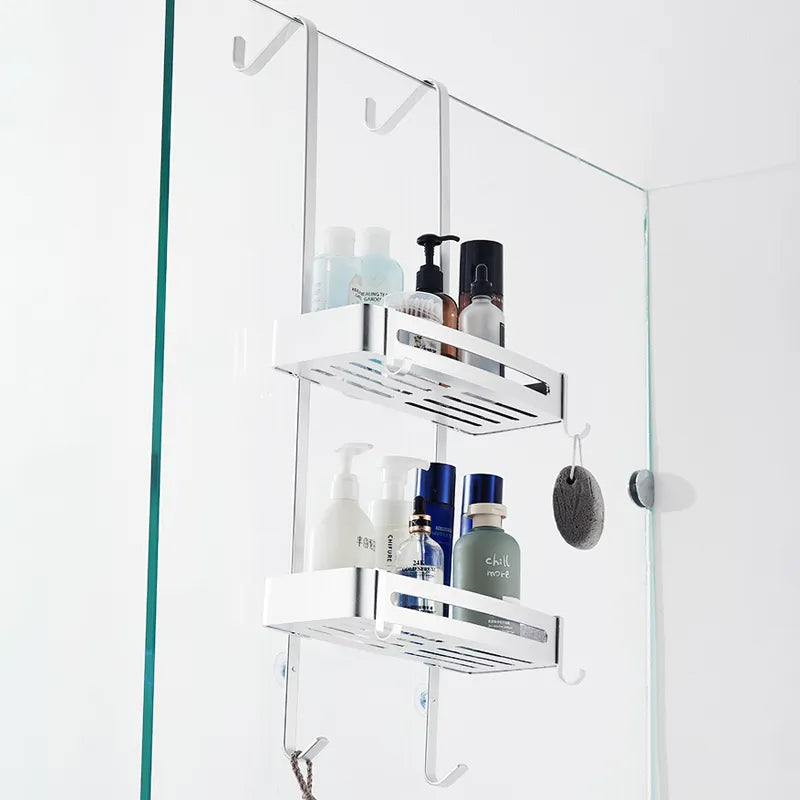 BowLift | Sleek Shower Nail-Free Dual Layer Organizer Rack