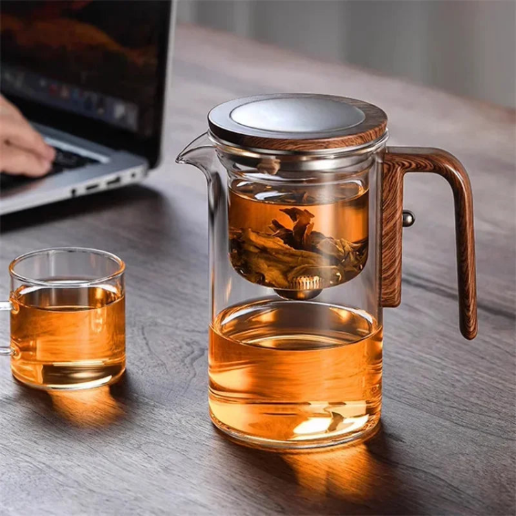 BowLift | Glass Tea Brewer with Filter | Borosilicate Glass | Wooden Handle | 520ml / 720ml