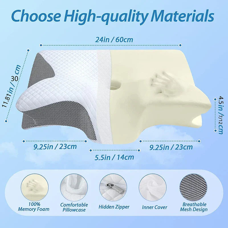 BowLift | Memory Foam Cervical Pillow | Ergonomic 2-in-1 Design for Neck Pain Relief & Comfortable Sleep