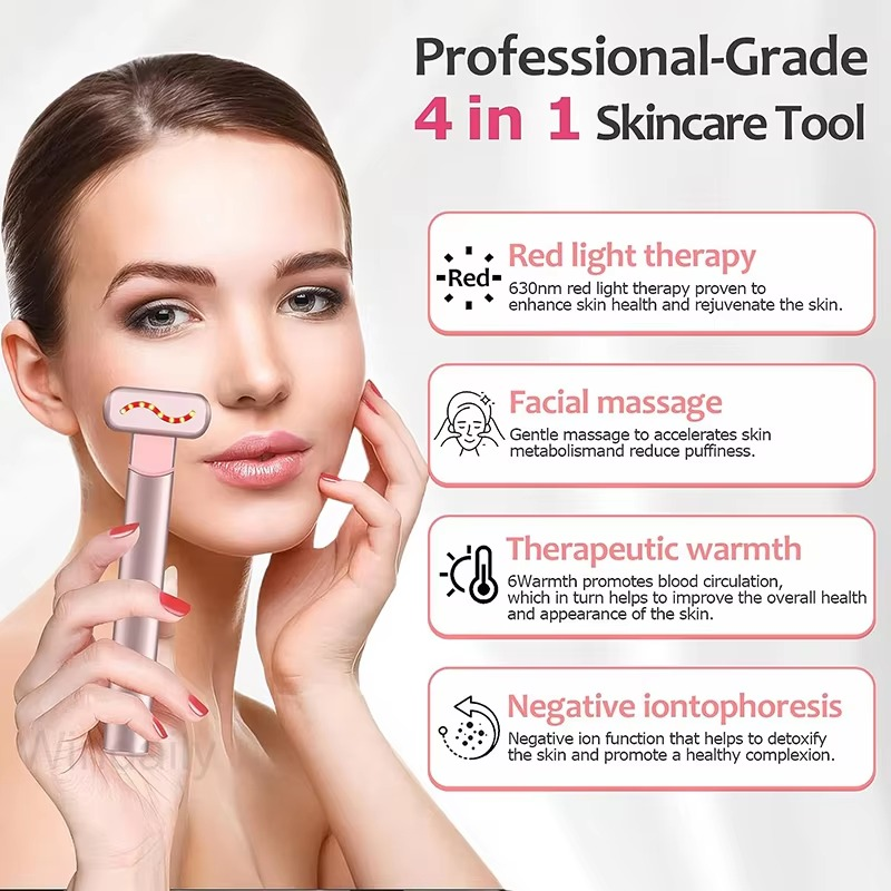 BowLift | EMS Red Light Therapy Facial Wand with Microcurrent Skin Tightening and Eye Massage