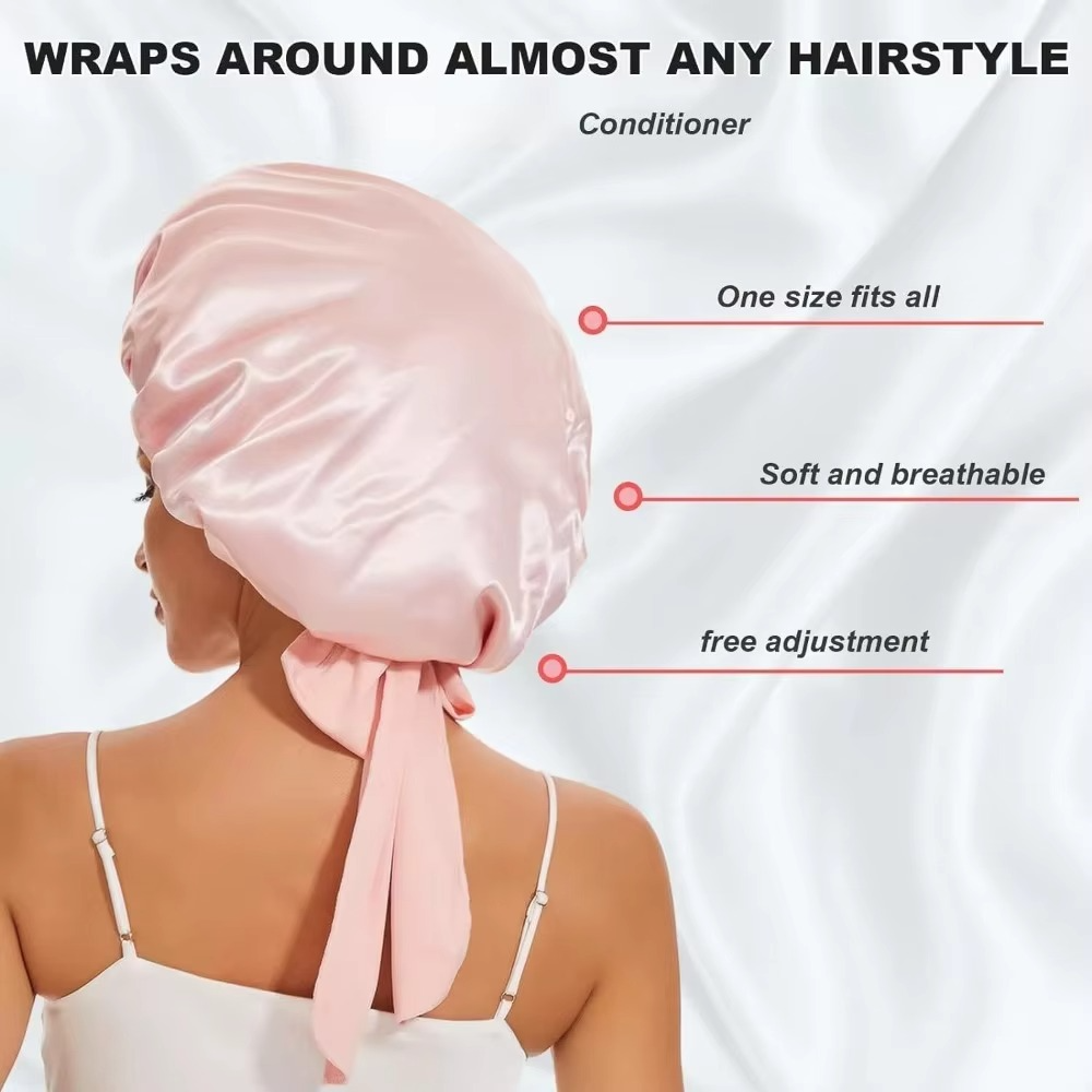 BowLift | Women’s Satin Sleep Bonnet Adjustable Silky Night Cap for Curly Hair