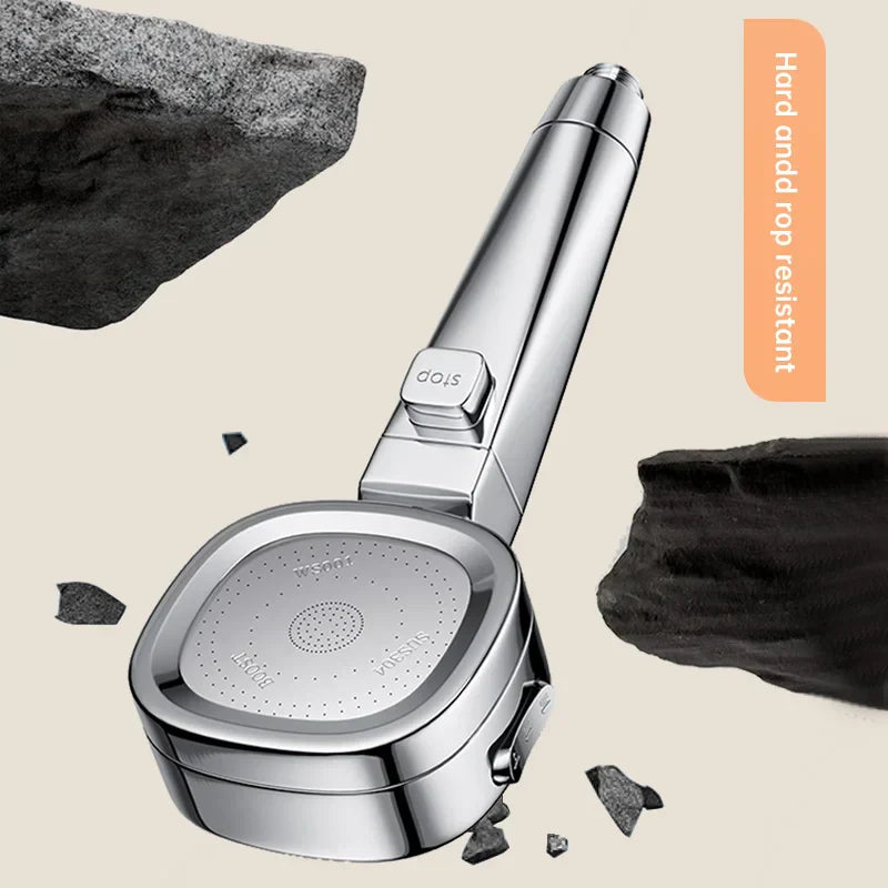 BowLift | Jetiva Shower Head | 3 Spray Types | Pressure Boosting & Water Saving | Silver Design