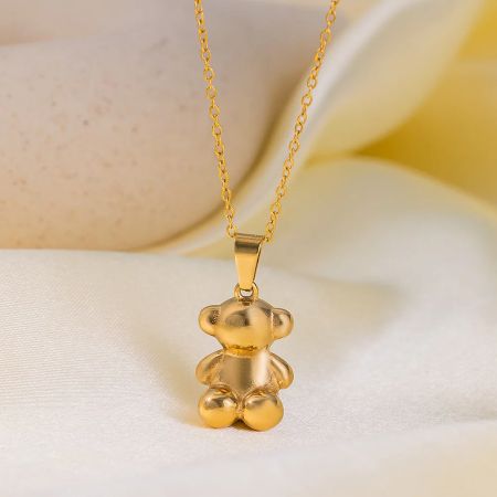 BowLift | Cute Bear Pendant Necklace and Earring Set for Women – Waterproof Stainless Steel Jewelry Gift