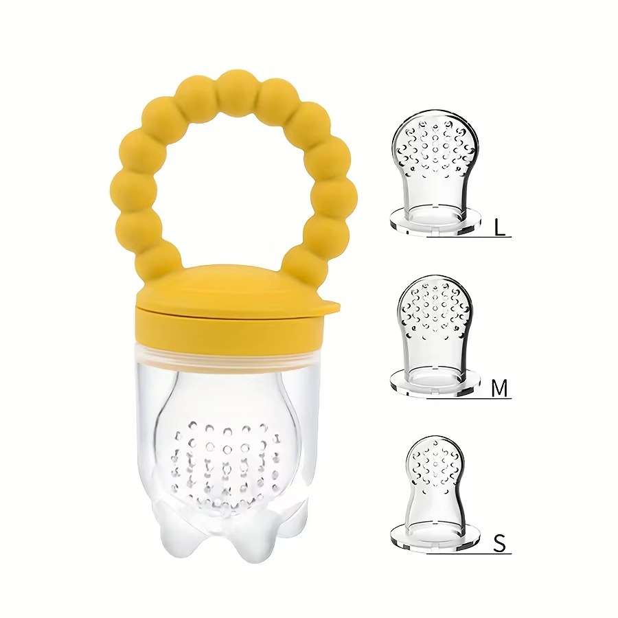 BowLift | 4-Piece Silicone Baby Fruit Feeder Set with Comfort Grip Handle and Extra Feeding Pouches