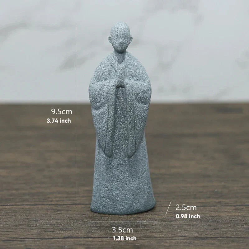 BowLift | Buddha Stone Statue Small Buddhist Monks Tibetan Buddhism Figures Zen Garden Ornament Meditation Home Aquarium Decoration