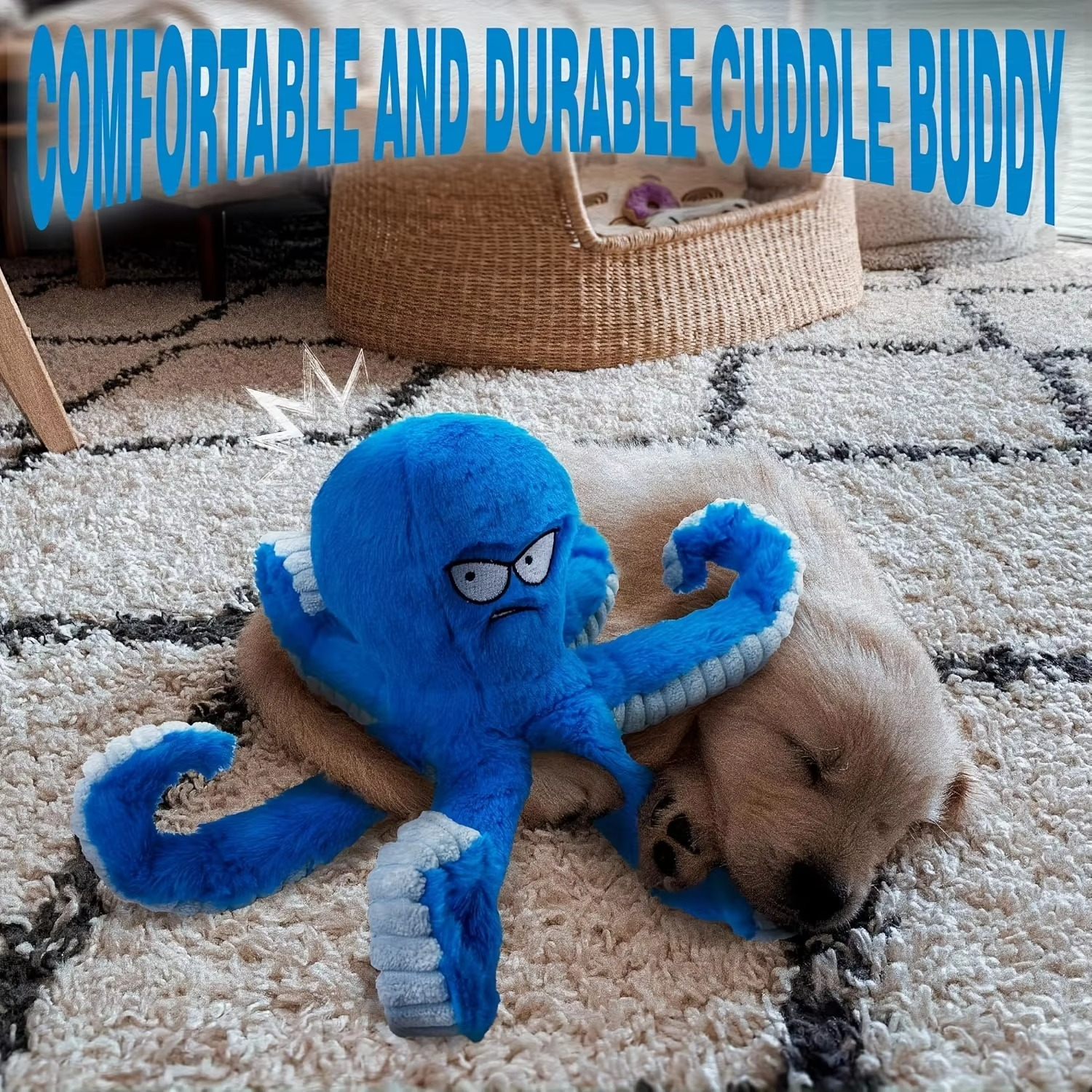 BowLift | Durable Octopus Squeaky Plush Toy for Pets
