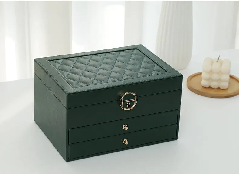 BowLift | Jewelry Box Leather | Lockable Multi-Layer Storage Organizer