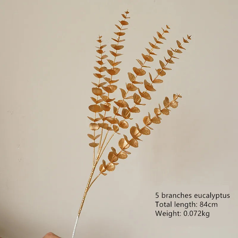 BowLift | Decorative Flower Gold Series | Palm Leaf, Ginkgo & Eucalyptus | Artificial Flower 67–84 cm | Wedding & Christmas