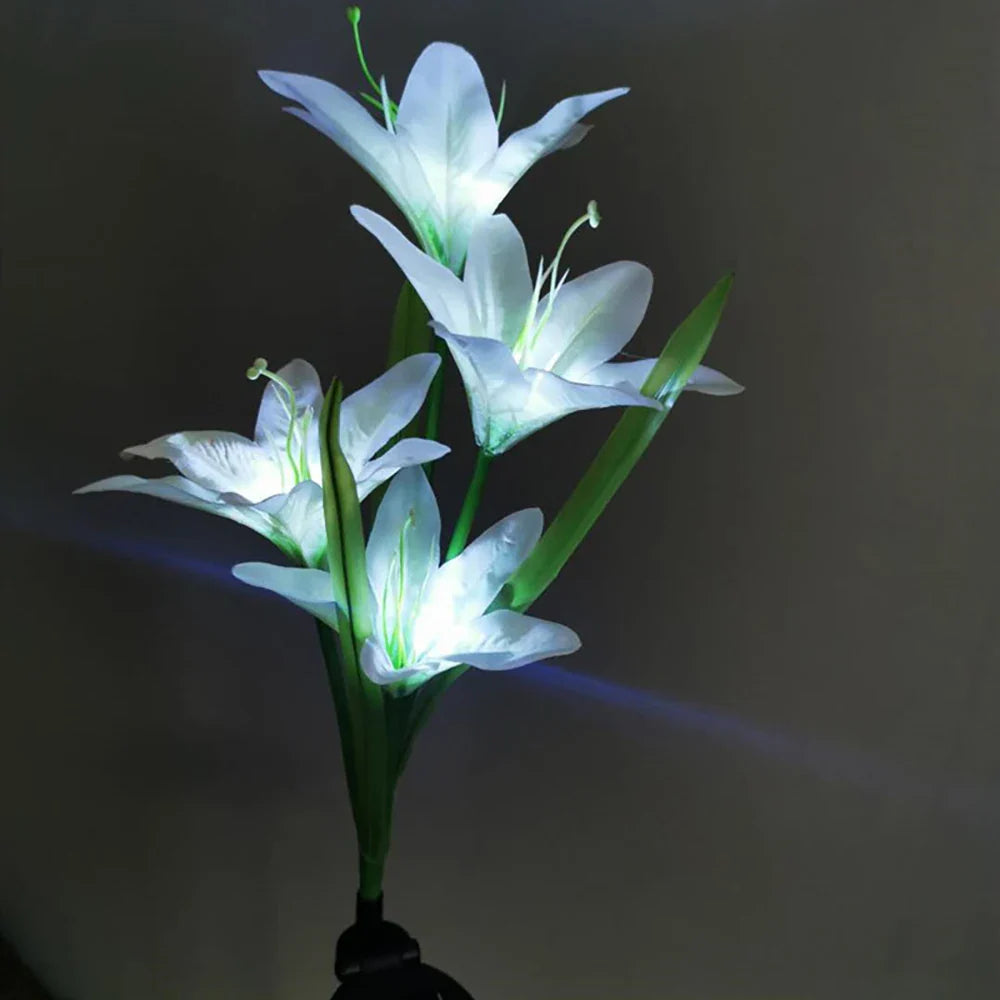 BowLift | Solar LED flower lights in lily shape – Color-changing garden lights with stake for outdoor areas