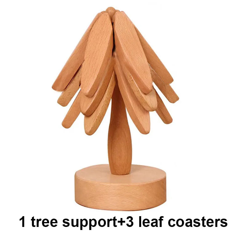 BowLift | Wooden Tree Heat Resistant Coaster Set