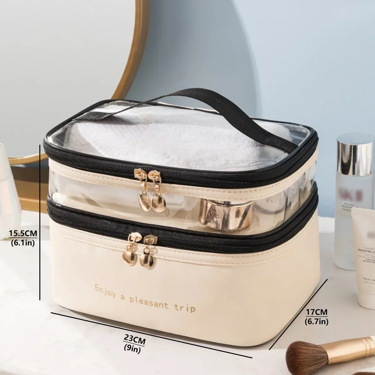 BowLift | Cosmavera Cosmetic Bag | 2-in-1 Design | Transparent & Waterproof | For Travel & Everyday