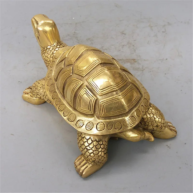 BowLift | Brass Feng Shui Turtle Statue Lucky Animal Sculpture for Longevity Home Office Decoration Figurine Gift Study Ornament