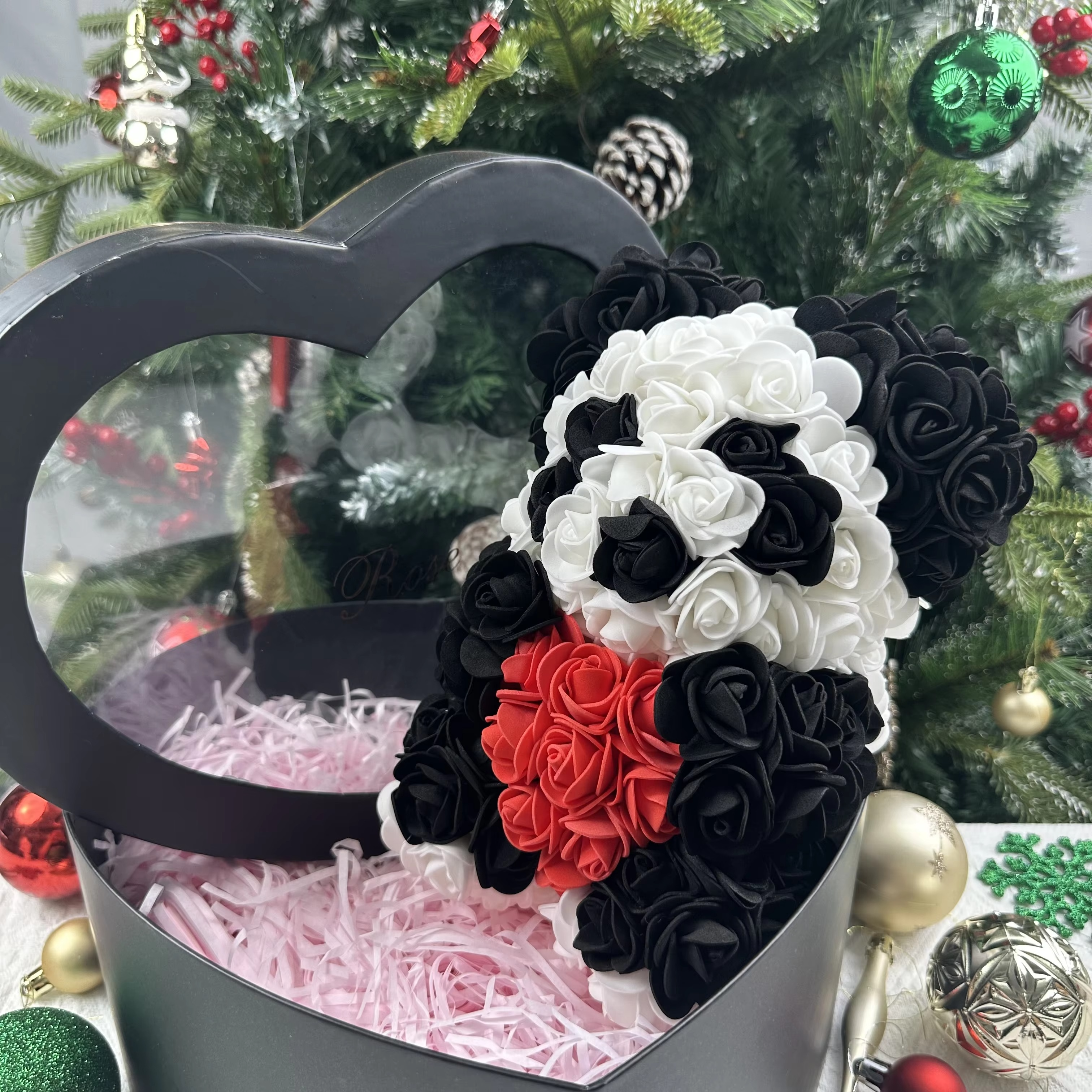 BowLift | 9.8in Artificial Rose Teddy Bear Gift with Display Box - Romantic Anniversary or Valentine's Day Decor