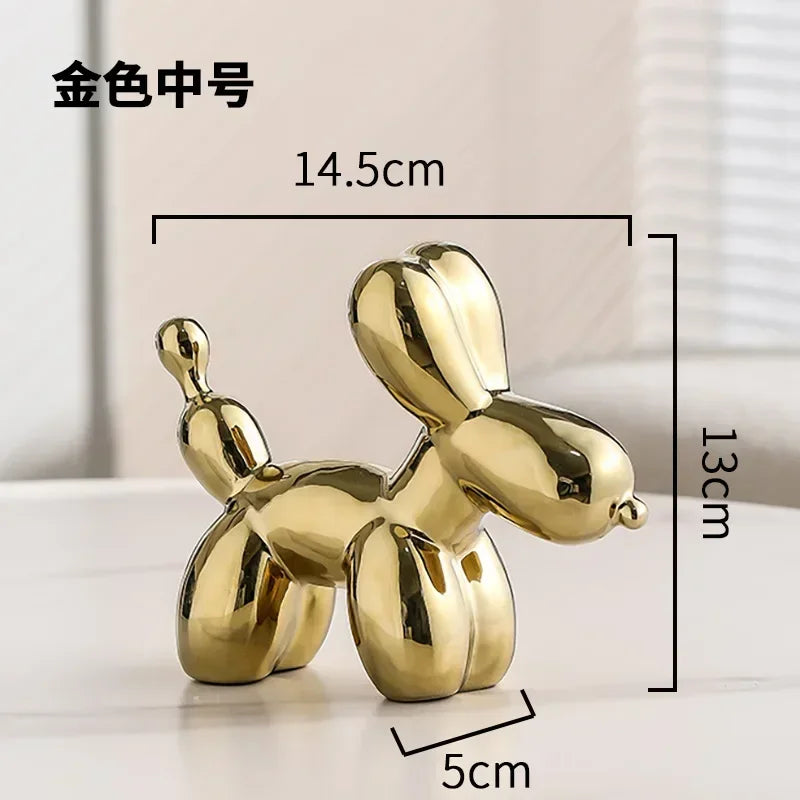 BowLift | Nordic Ceramic Balloon Dog Sculpture Gold Animal Decorations Statue Living Room Ornaments Creative Desktop Ornament Home Decor