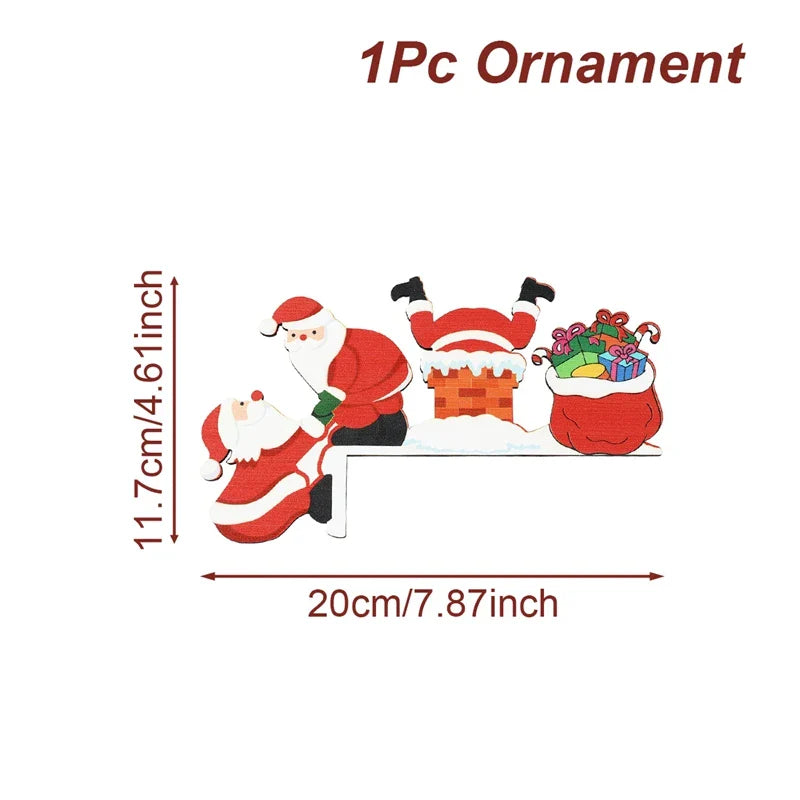 BowLift | Christmas Wooden Decoration FrostiHome | Santa Claus & Snowman | Wooden Door Sign & Corner Decoration | Christmas & New Year 2026