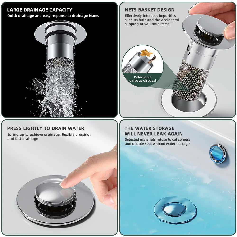 BowLift | Pop-up Anti Clogging Drain Sink Strainer Filter