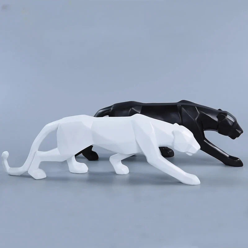 BowLift | Panther Statue, Animal Figure, Abstract Geometric Style, Resin, Leopard Sculpture, Home Office, Desktop Decoration, Crafts