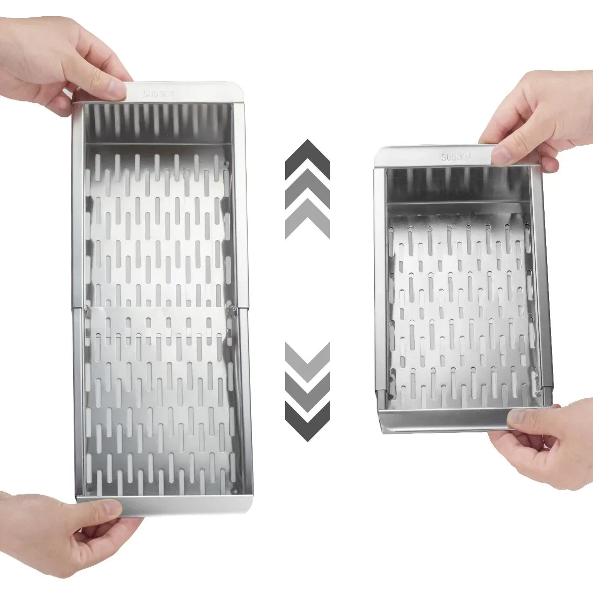 BowLift | Retractable Over Sink Stainless Steel Vegetable Drain Basket