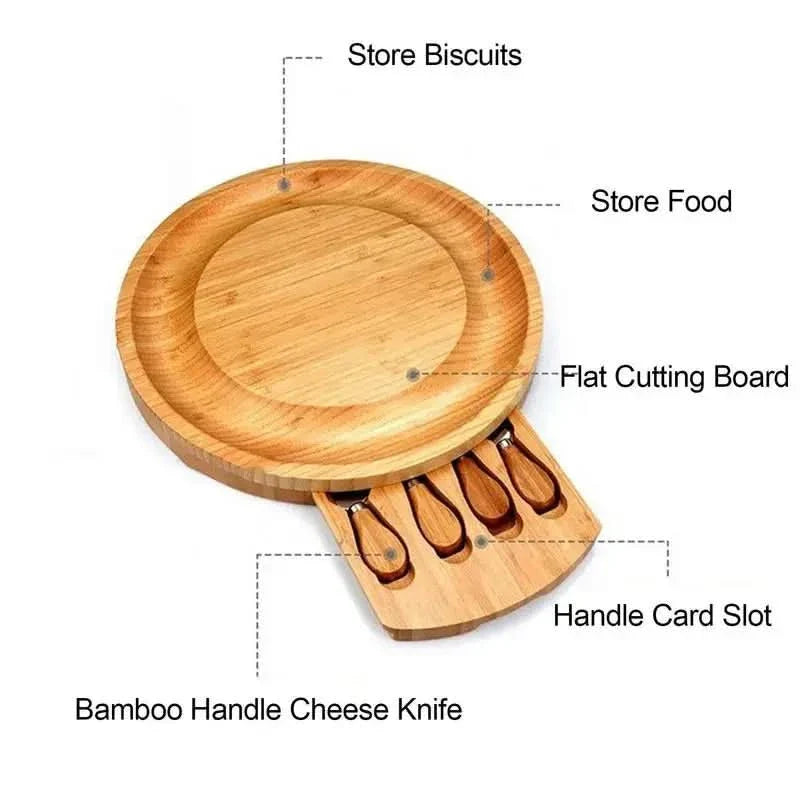 BowLift | CheeseMate – Round Bamboo Cheese Board