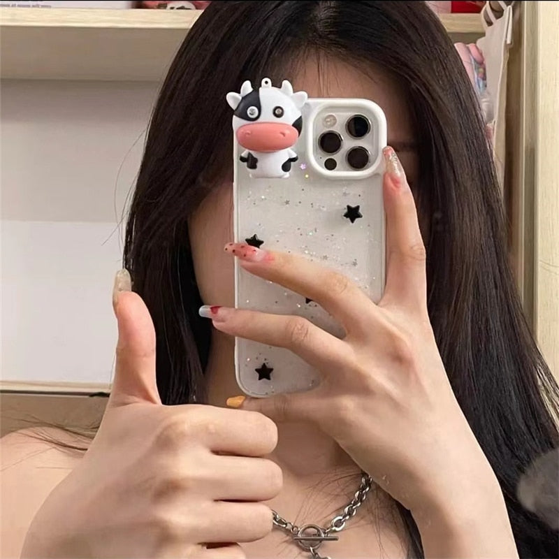 BowLift | Glowing Cow 3D Transparent iPhone Case