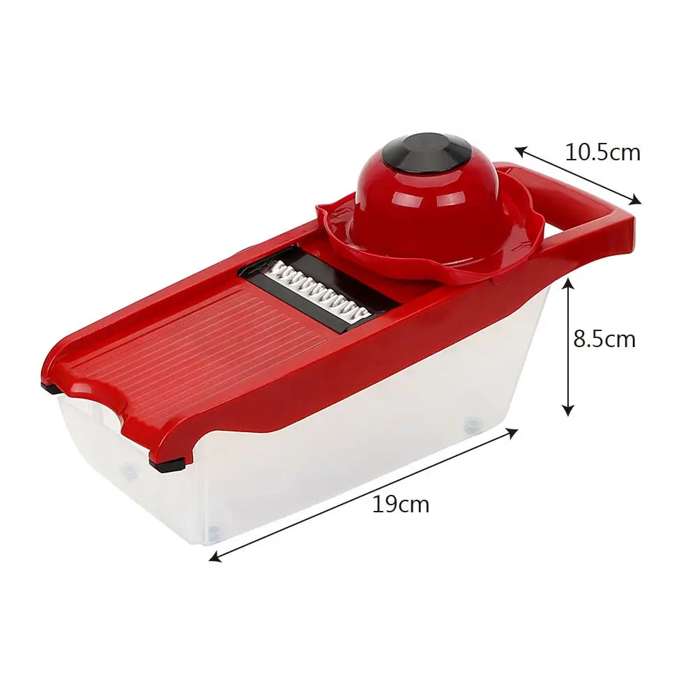 BowLift | PrepVario Vegetable Cutter Set | 9-piece with Box & Finger Guard | Stainless Steel & BPA-free | In Red