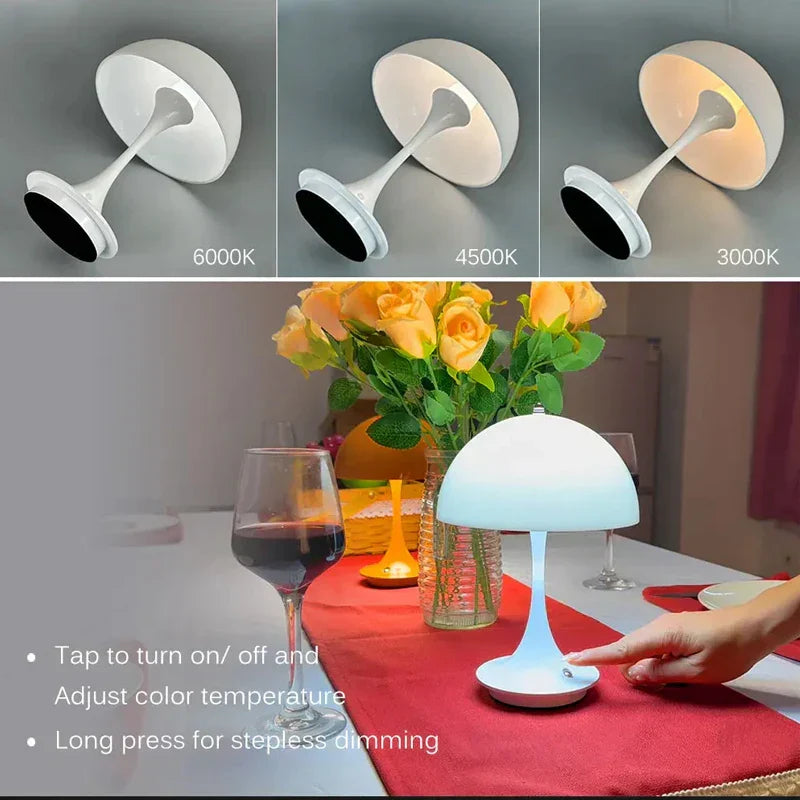 BowLift | Mushroom 3-Color Dimmable Rechargeable LED Table Lamps