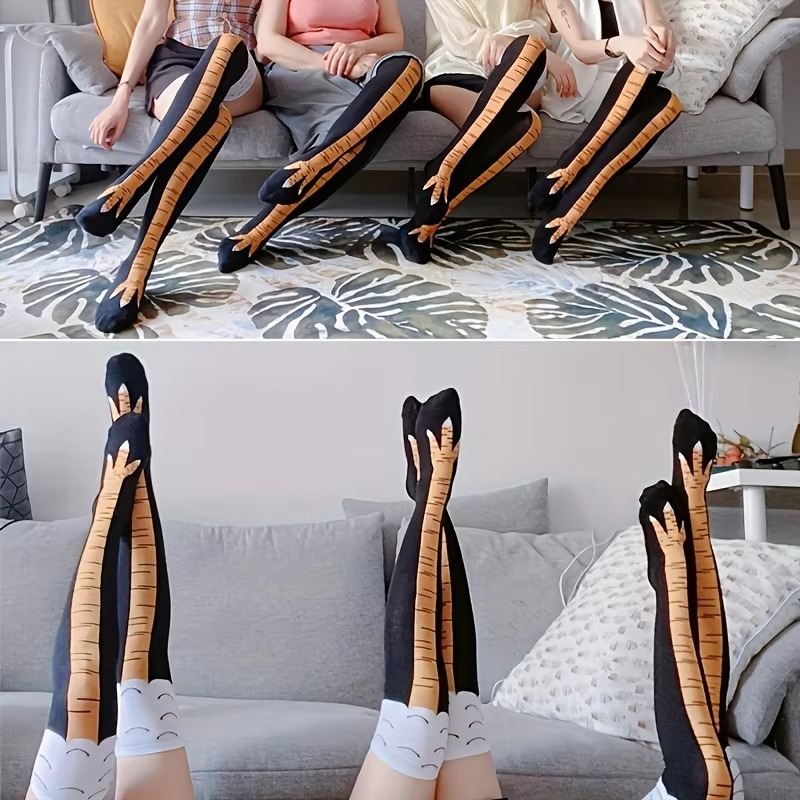 BowLift | Women's Knee-High Chicken Claw Print Socks, 1 or 2 Pairs