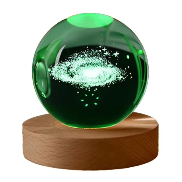 BowLift | 2.36 in RGB Crystal Ball Night Light with Milky Way and Moon - Cosmos-Inspired Bedside Decoration