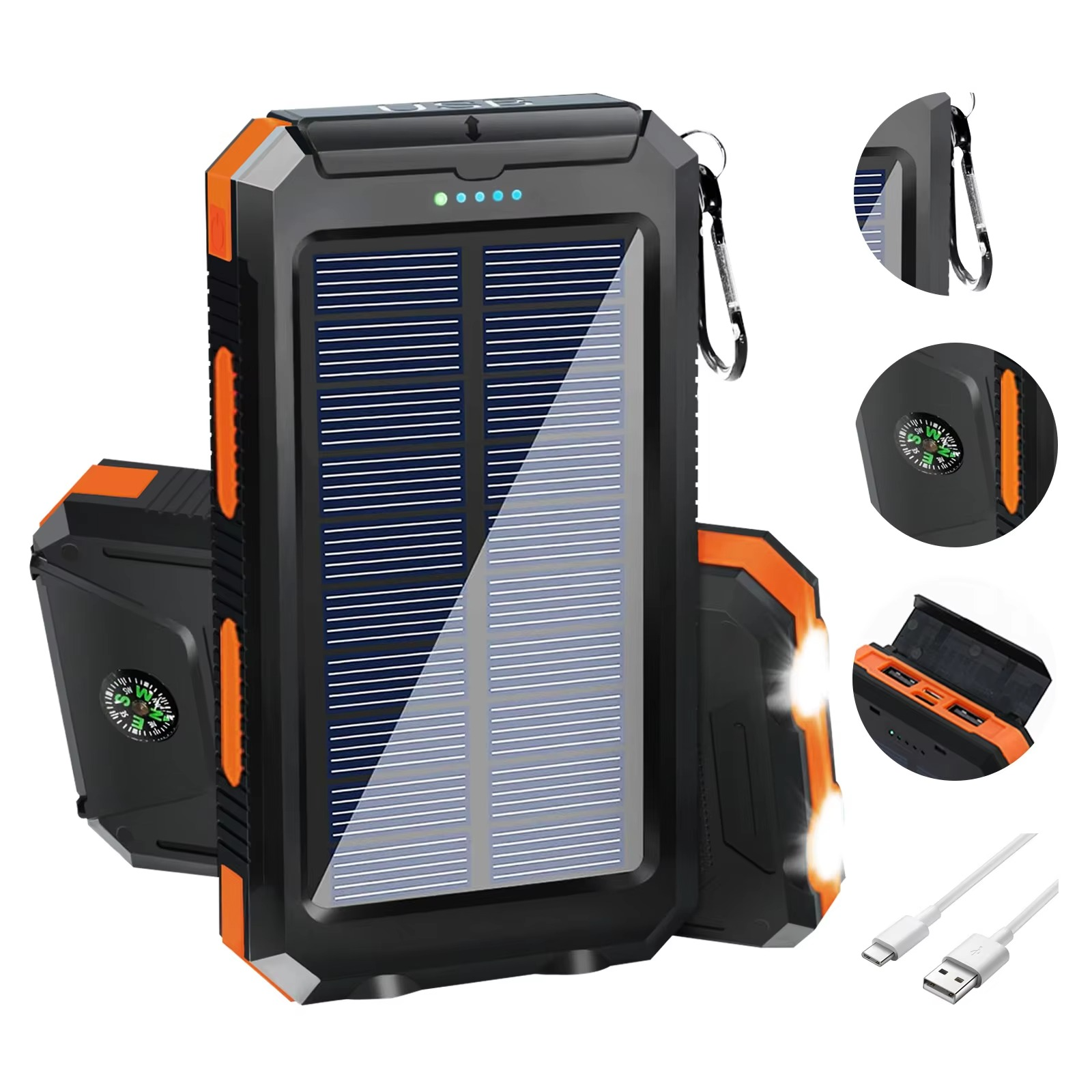 BowLift | 20000mAh Portable Solar Power Bank with Dual USB and LED Flashlight