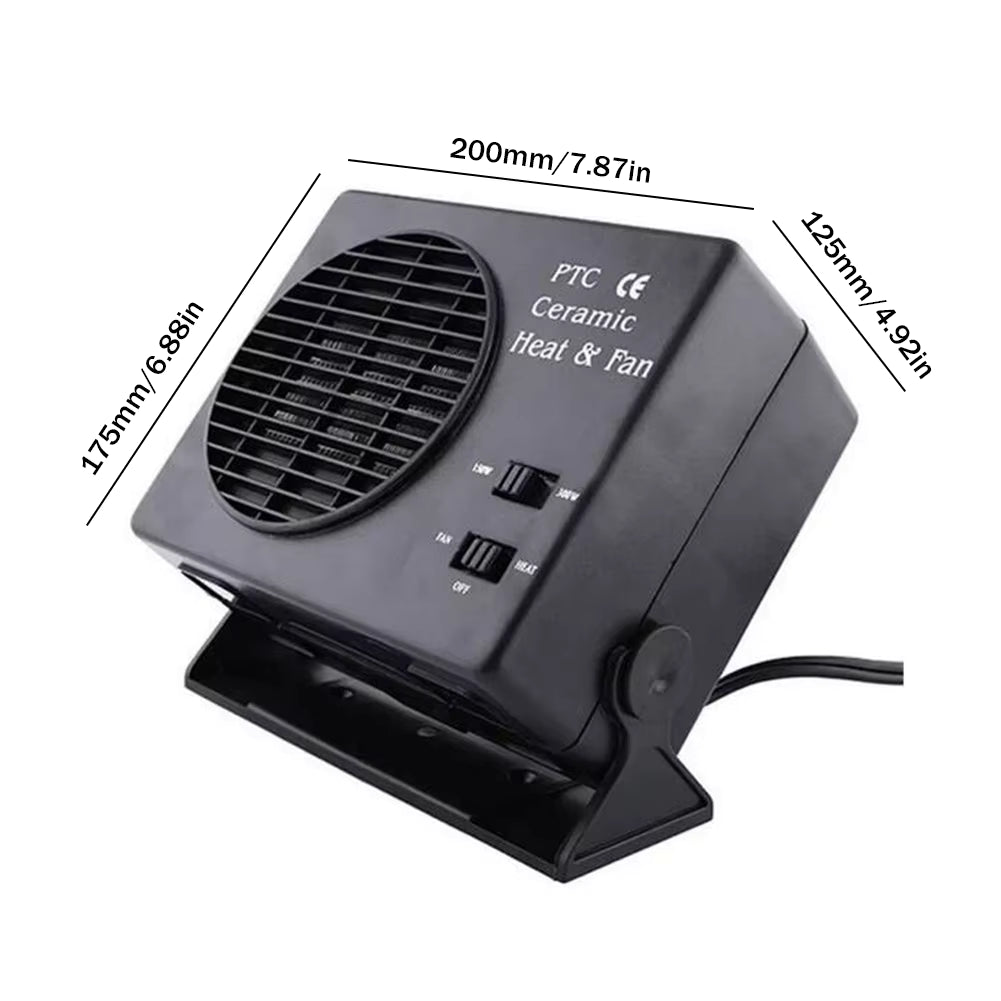 BowLift | 12V Ceramic Car Heater | 150W-300W Portable Fan with Automatic Thermostat for Winter Use in Vehicles
