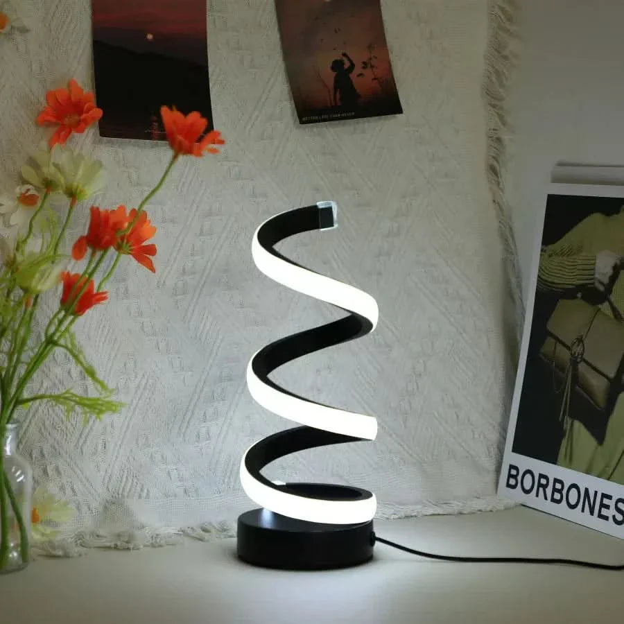 BowLift | Spiral LED Table Lamp – Modern Adjustable Light