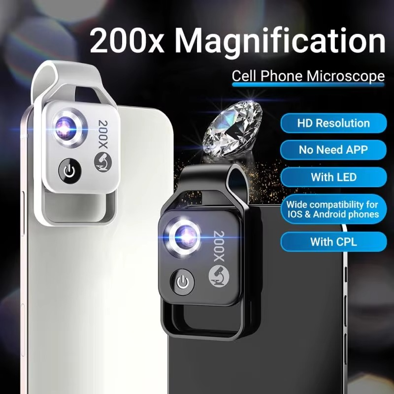 BowLift | 200X Zoom Professional Microscope Lens for Smartphones with Clip