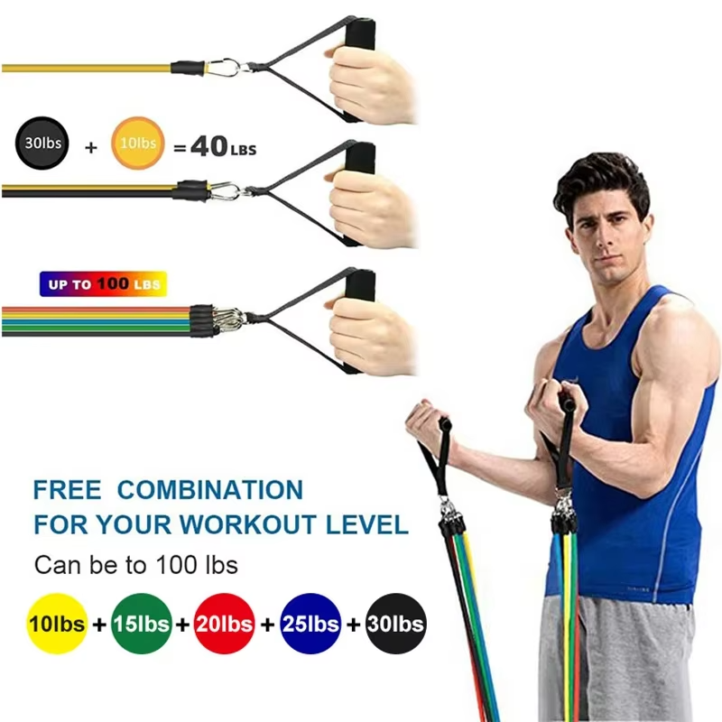 BowLift | 11-Piece TPE Resistance Band Set with Handles, Door Anchor, Ankle Straps, Carry Bag