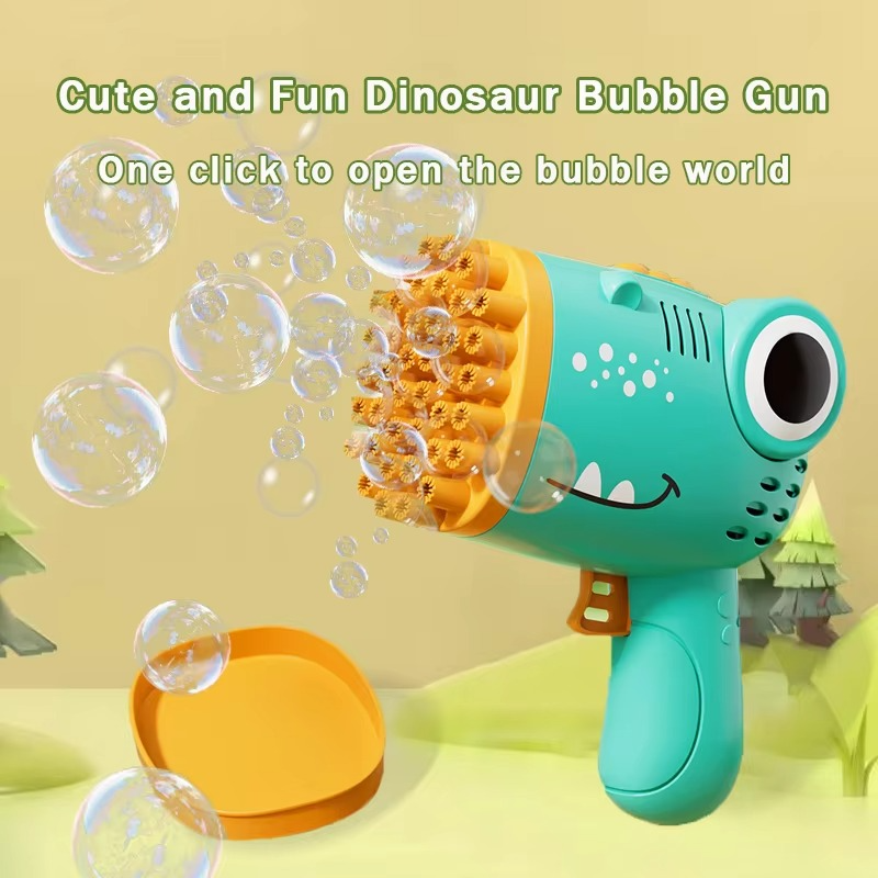 BowLift | Kids Handheld Bubble Machine - 40-Hole Electric Dinosaur Bubble Blower